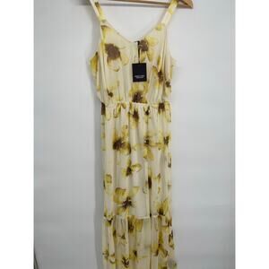 Simply Vara Wang Dress Floral Maxie Smocked Croquet Chiffon Flowy Tiered